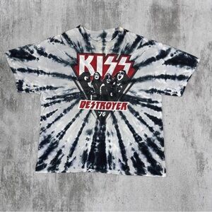 Liquid Blue Kiss Destroyer 2016 Tie Die Black White T-Shirt Mens XXL